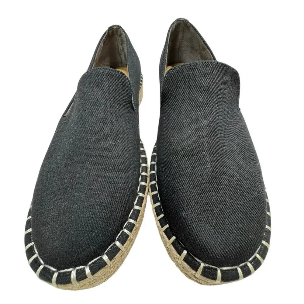 NWOT Joie Cara Espadrille Slip On Shoes in Black Canvas 8M